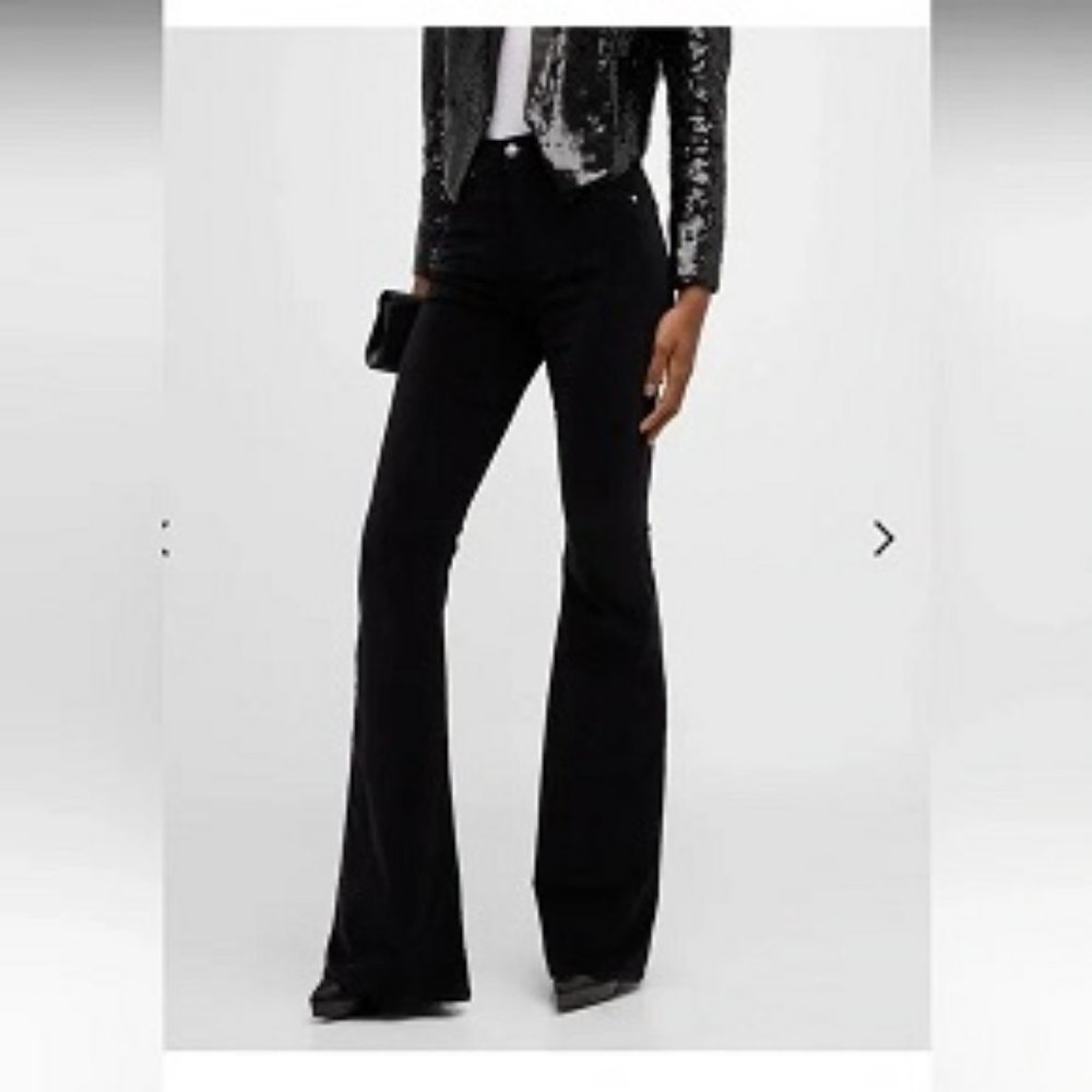 Womens Veronica Beard Black Velvet Sheridan Exaggerated Flare High Rise Jeans 29
